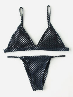 Fennel Polka Dot Triangle Bikini Top