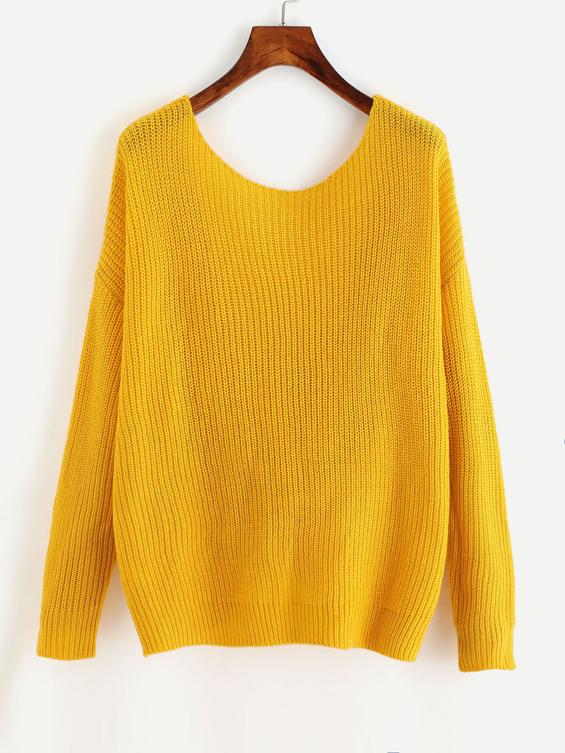Back Twist Knot Knitted Jumper
