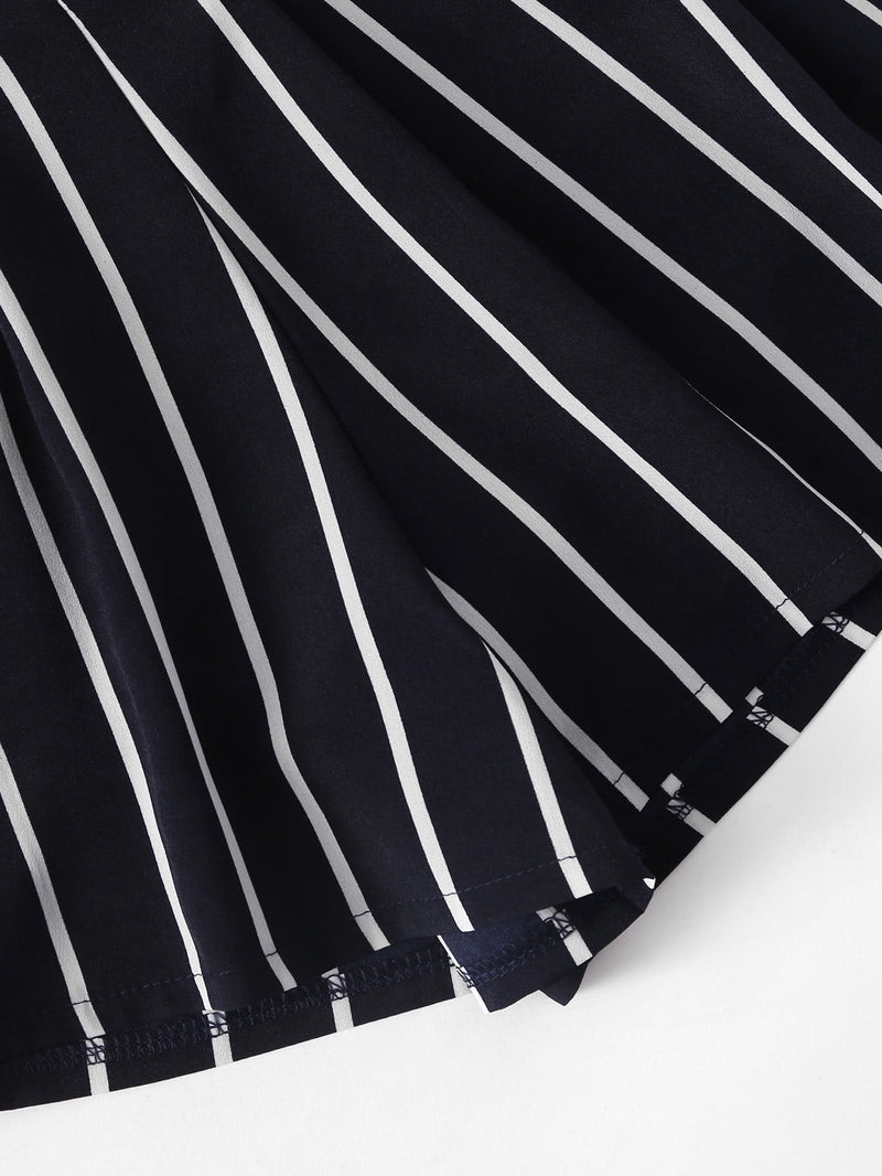 Stripe Crop Top and High Waist Shorts Set